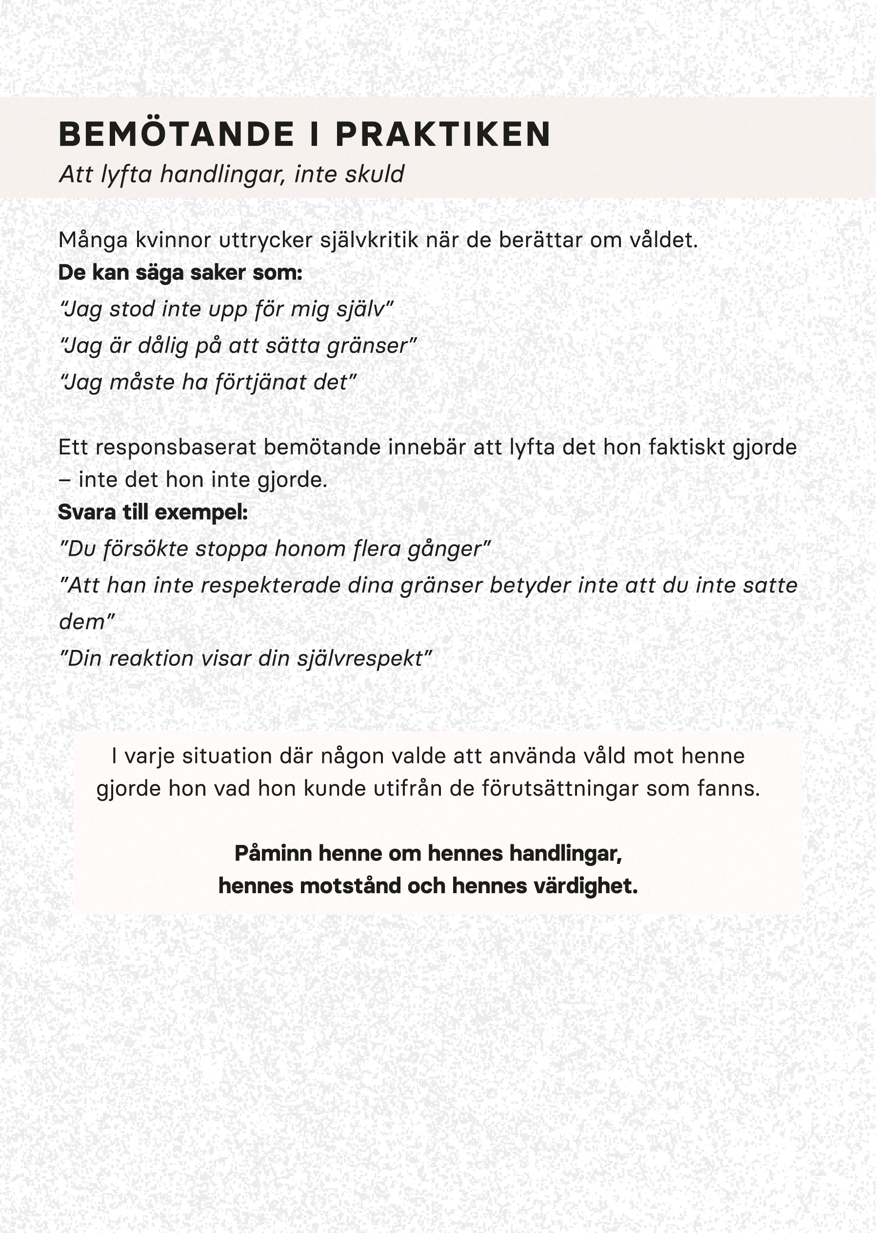 Bemötande i praktiken